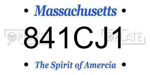 841CJ1 Massachusetts License Plate