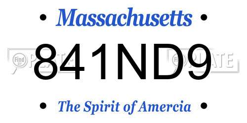 841ND9 Massachusetts License Plate