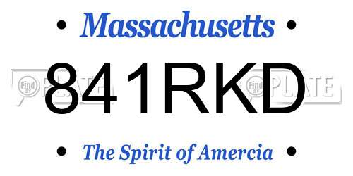 841RKD Massachusetts License Plate
