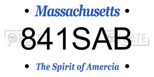 841SAB Massachusetts License Plate