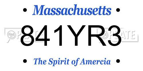 841YR3 Massachusetts License Plate