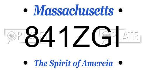 841ZGI Massachusetts License Plate