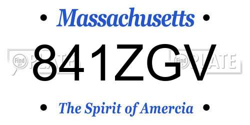 841ZGV Massachusetts License Plate