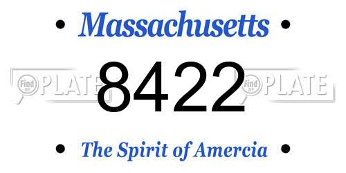 8422 Massachusetts License Plate