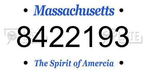 8422193 Massachusetts License Plate