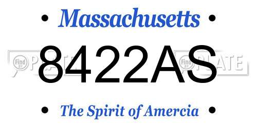 8422AS Massachusetts License Plate