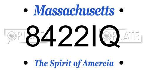 8422IQ Massachusetts License Plate