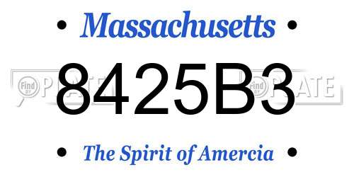 8425B3 Massachusetts License Plate