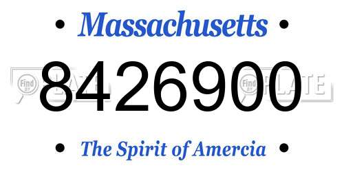 8426900 Massachusetts License Plate