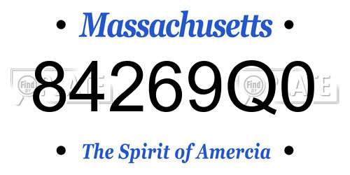 84269Q0 Massachusetts License Plate