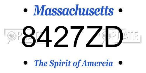 8427ZD Massachusetts License Plate