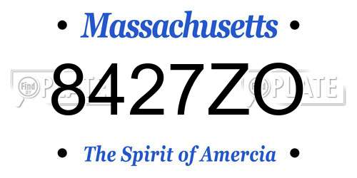 8427ZO Massachusetts License Plate