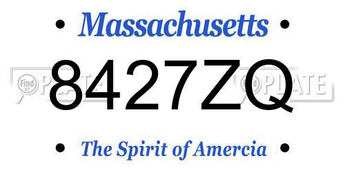8427ZQ Massachusetts License Plate