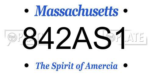 842AS1 Massachusetts License Plate