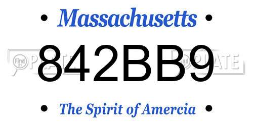 842BB9 Massachusetts License Plate