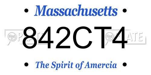 842CT4 Massachusetts License Plate