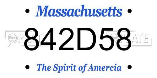 842D58 Massachusetts License Plate