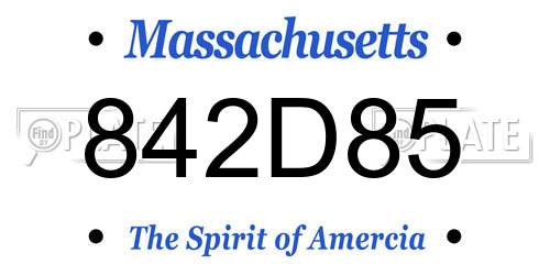 842D85 Massachusetts License Plate