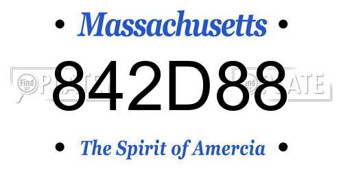 842D88 Massachusetts License Plate