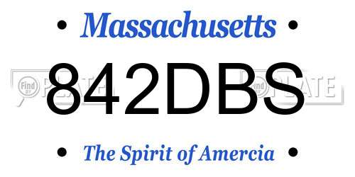 842DBS Massachusetts License Plate