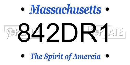 842DR1 Massachusetts License Plate