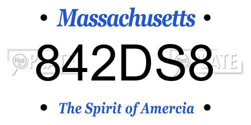 842DS8 Massachusetts License Plate