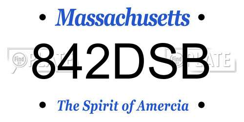 842DSB Massachusetts License Plate