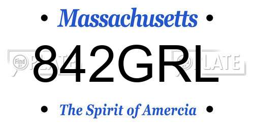 842GRL Massachusetts License Plate