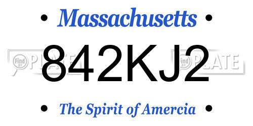 842KJ2 Massachusetts License Plate