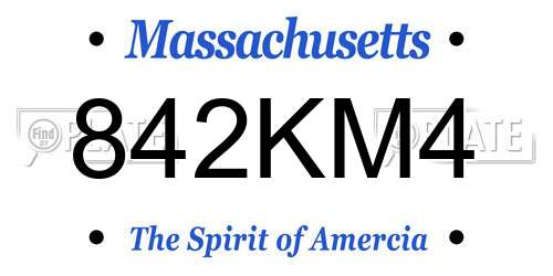 842KM4 Massachusetts License Plate
