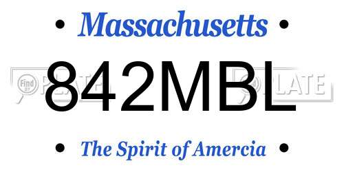 842MBL Massachusetts License Plate