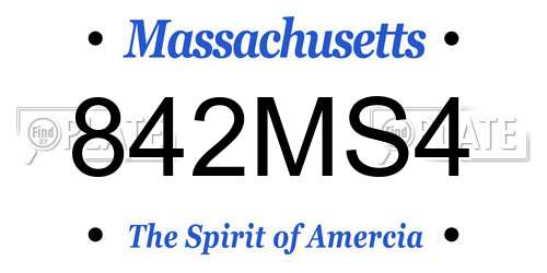 842MS4 Massachusetts License Plate