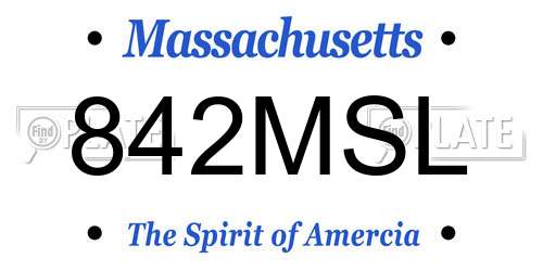842MSL Massachusetts License Plate