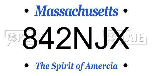 842NJX Massachusetts License Plate