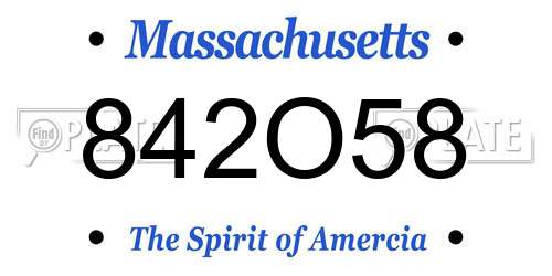 842O58 Massachusetts License Plate