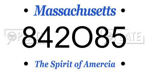 842O85 Massachusetts License Plate