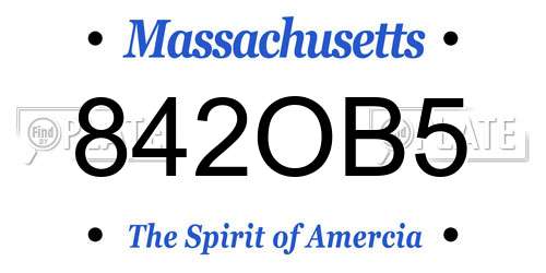 842OB5 Massachusetts License Plate