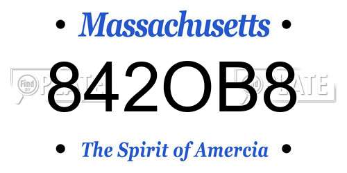 842OB8 Massachusetts License Plate