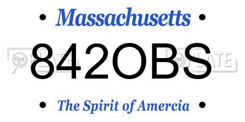 842OBS Massachusetts License Plate