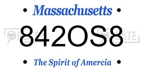842OS8 Massachusetts License Plate