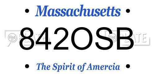 842OSB Massachusetts License Plate