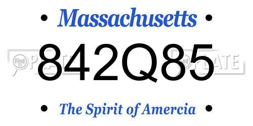 842Q85 Massachusetts License Plate