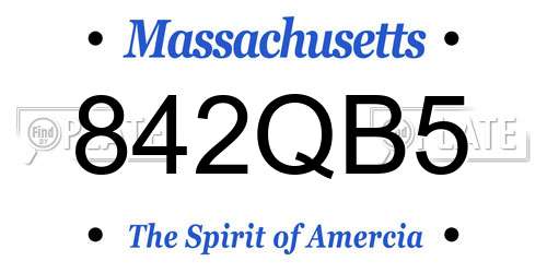 842QB5 Massachusetts License Plate
