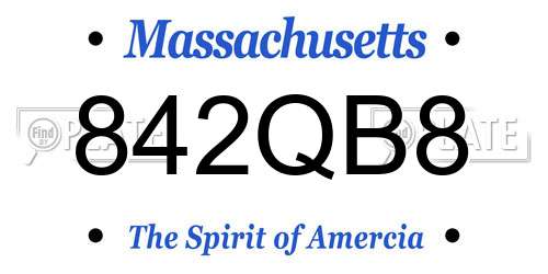 842QB8 Massachusetts License Plate