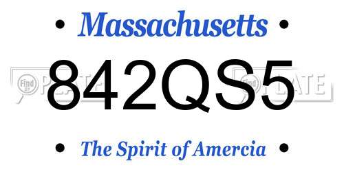 842QS5 Massachusetts License Plate