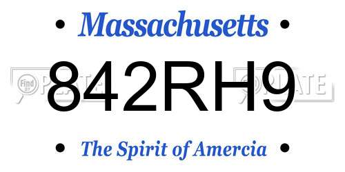 842RH9 Massachusetts License Plate
