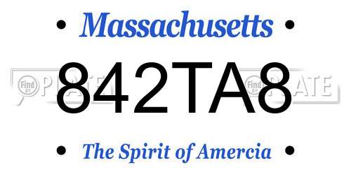 842TA8 Massachusetts License Plate