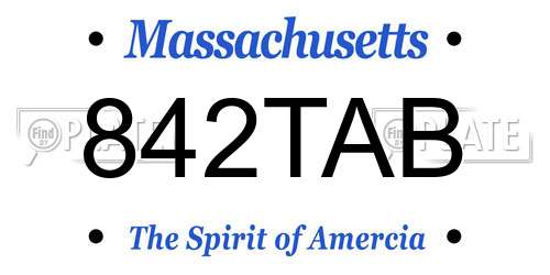 842TAB Massachusetts License Plate
