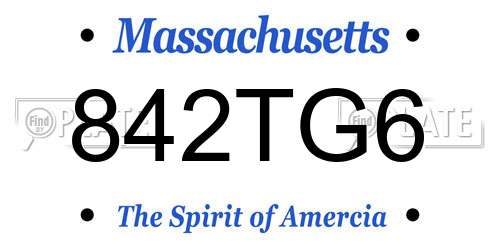 842TG6 Massachusetts License Plate
