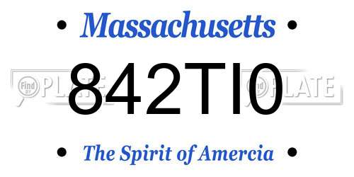 842TI0 Massachusetts License Plate